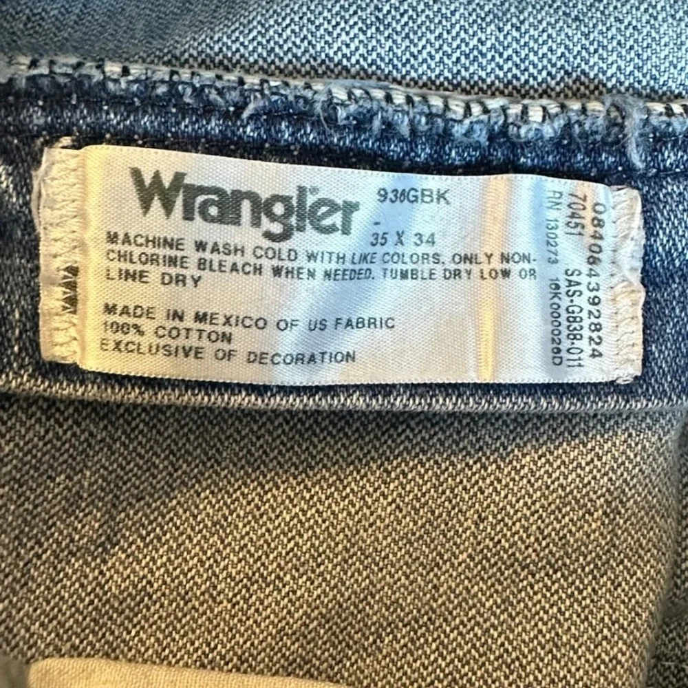 Wrangler‎ Cowboy Cut Jeans Mens 34x32 Blue Slim Fit 936GBK Faded Denim